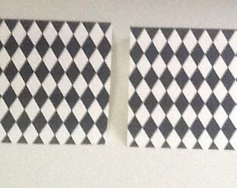 9 Black and White Diamond Mini Note Cards