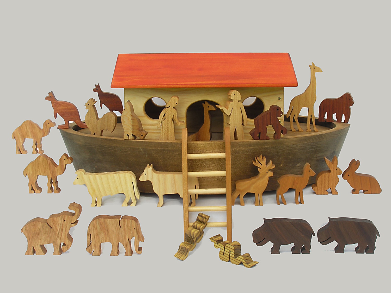 Noahs Ark Play Set Wooden Noah's Ark Handmade Waldorf Toy