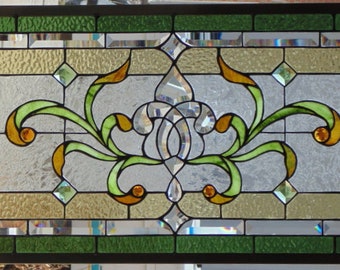 Stained Glass Transom Window Hanging 35 X 17
