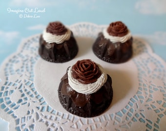 Fake Mini Bundt Cake Mini Dessert Chocolate Rose SINGLE