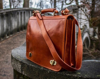 Brown leather messenger Bag, Father's Dat, Mens Leather briefcase, Leather bag mens, Leather laptop bag, Leather shoulder bag-The Alchemist