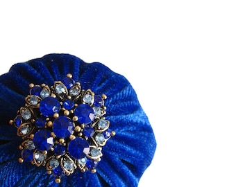 2" Royal Blue Velvet Pincushion Filled With Abrasive Emery Mineral To Keep Your Needles Clean - Store Pins For Quilting, Sewing, Needlepoint