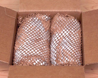 Brown GEAMI WrapPak EX Honeycomb Packaging Paper -Brown Die Cut, White Tissue Interleaf- New & Improved version of GEAMI GreenWrap EXBox!
