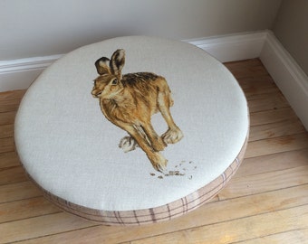 Hare Round Footstool By Artist Grace Scott