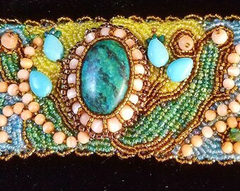 Sea Treasure bead embroidered cuff