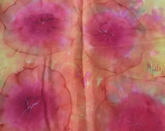 silk scarf handpainted red orange 180 cm x 45 cm