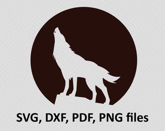 Wolf SVG / Wolf DXF/ Wolf Clipart / Wolf Files, Moon Wolf design, cutting, wolves svg, wolfs svg, wolves, howling wolf, night wolf, moon