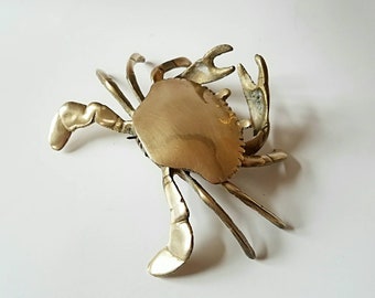 Vintage Brass Crab, Mid-Century, 60s, New England, Beach, Cape Cod