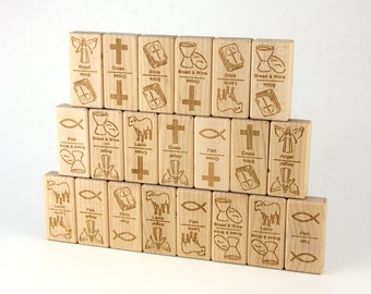 Christian Faith Dominoes 21 pc Maple Blocks