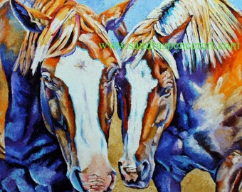 Original Sorrel Horse Friends Oil Painting 18"x24" one of a kind