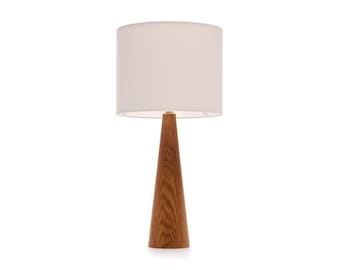 Oak table lamp Cone shape 41cm / bedside lamp / small table lamp