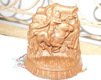 Cast Iron Or Bronze Indian and Covered Wagons Bookend Or Door Stop, Vintage Home Decor, Country Decor, Western Decor,