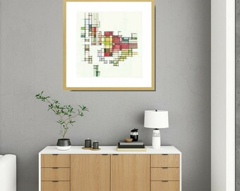 Mid Century Modern, Framed Art, Abstract Art Print, Geometric Wall Art, Framed Modern Art, Mid Century Print, Geometric Art Print