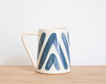 Blue Mudcloth Pottery Mug | Coffee mug | Ceramic Mug | Boho chic stoneware mug | Pottery coffee mugs | Coffee cup | Cute Mug