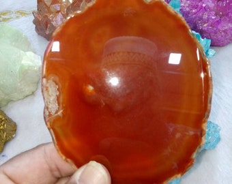 Extra Large Burnt Orange Agate Red Geode Slice - Mineral Specimen Rocks and Crystals Agate Art for Frame Home Decor 110 mm to 90 mm
