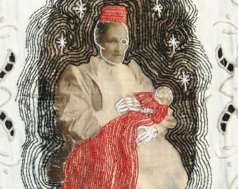Nurse and Baby - mixed media artwork