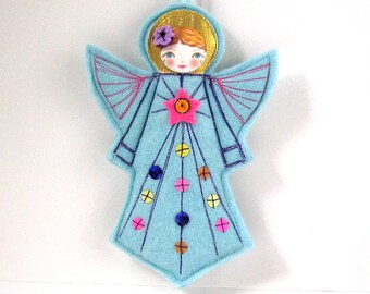 Items similar to Shabby Chic Handmade Christmas Angel Textile Art