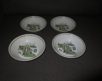 Vintage Set of 4 Turi Design Green Market Fuggjo Flint Soup Bowls or Cereal Bowls