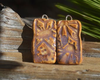 Botanicals- Handmade Porcelain Bead Pair