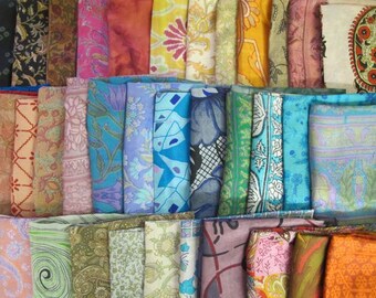 Surprise Bag of 15 Sari Silk Fat Quarters