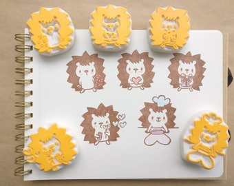 Hedgehog Has a Gift for You! - Handcarved Rubber Stamp