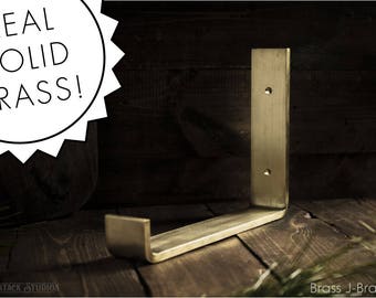 Brass Shelf Bracket - Mid Century Modern Brass Decor Hardware, Modern Open Shelves, Rustic Speakeasy Shelf Brackets, Made in USA, Shelving