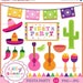 Fiesta Party clipart for invitations, cards, and party decor cactus, peppers, picado, maracas, sombreros DIGItAL
