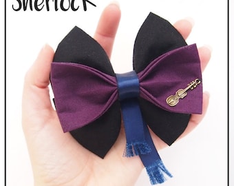 Sherlock Inspired Hair Bow / Bow Tie (Double / Single)