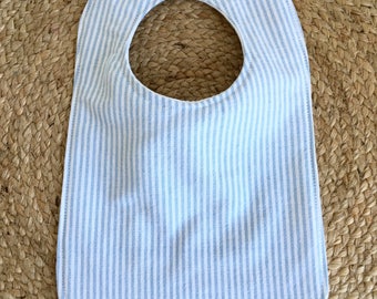 Classic 100% cotton Baby Bib - classic blue oxford stripe