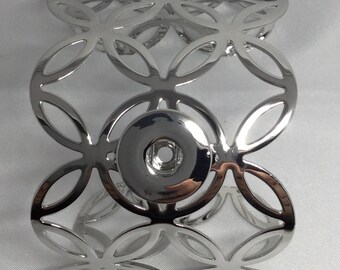 Cuff Bracelet carved metal snap chunk interchangeable 18-25mm (2 model)