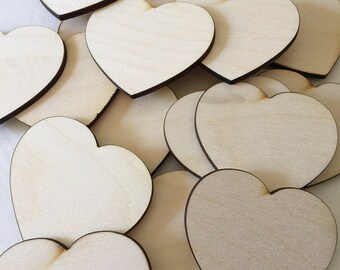50 - 2 inch guestbook wood hearts - alternative guest book unfinished wooden hearts for wedding and parties