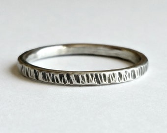 Silver Stacking Ring, Textured Handcrafted Sterling Silver Stack Ring, Oxidized, Made to Order, Gift for Her
