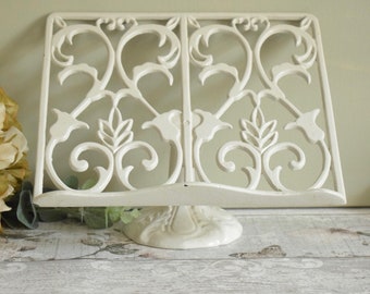 Vintage cream cast iron cookbook stand or recipe book stand