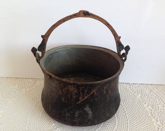 Antique Copper Bucket -Vintage copper pot - Copper Pot - Copper Bucket - Vintage copper - Hand hammered pot