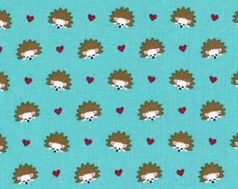Michael Miller Hedgehog Heaven Turquoise fabric - 1 yard
