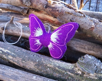 Home Decor and Christmas decorations.Decorating for Christmas trees. Butterfly.Lilac.Pink.White.Felt. Hand Embroideri.Ready to ship.Handmade