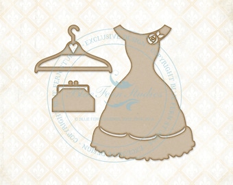 Blue Fern Studios Laser Cut Chipboard Charlotte's Dress Set, Dress Form