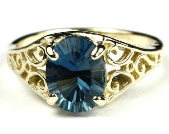 London Blue Topaz, 18KY Gold Ring, R005