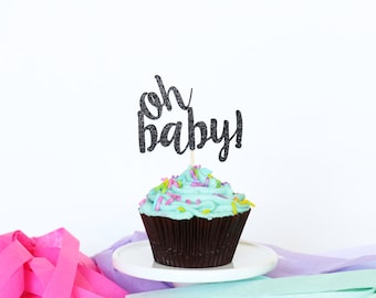 Oh Baby Cupcake Toppers (Set of 12) | Baby Shower Cupcake Toppers | Baby Shower Decor | Gender Reveal Party | Oh Baby | Welcome Baby