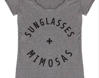 Sunglasses & Mimosas Tee - Grey