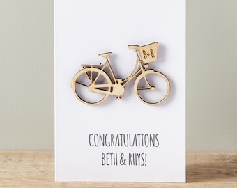 Couples Bicycle Keepsake Card - Wedding card - Engagement Card - Personalised Card