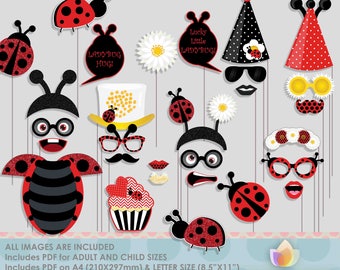 Glitter Ladybug Party Photo Booth Props for Fancy Ladybug Party