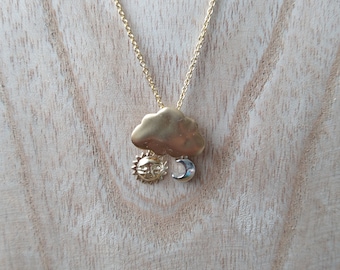 Autumn cloud, Sun gold and silver necklace