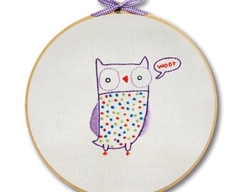 KIT embroidery owl wall art