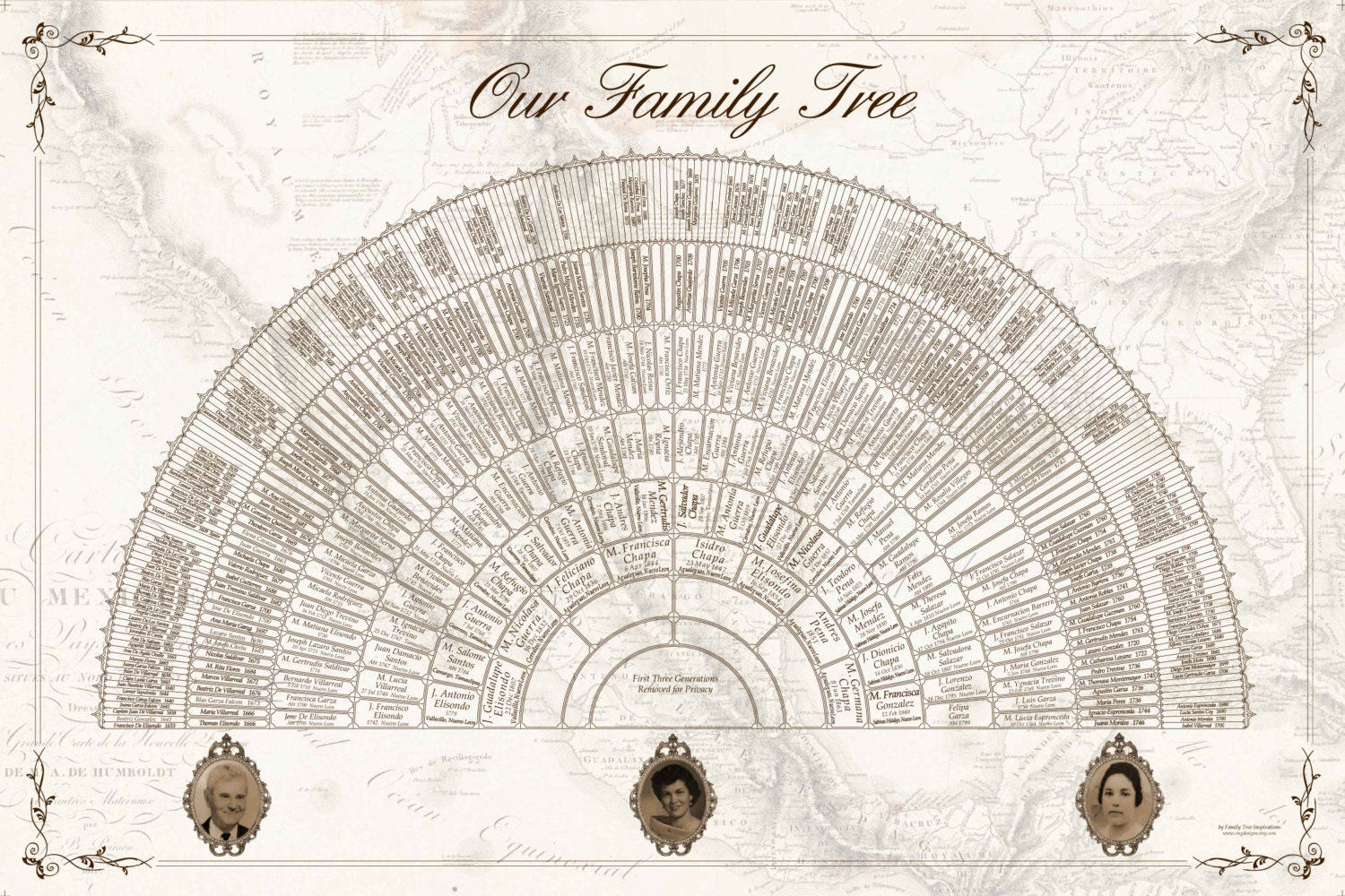Custom Family Tree 20x30 9-Generation Fan Chart