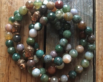 Indian Agate + Buddha | Spiritual Junkies | Yoga + Meditation | Stackable Mala Bracelet