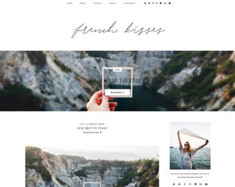 NEW - French kisses - Premade Blogger Template - Responsive Blogger Template - Feminine Blogger Template - Minimalist Template