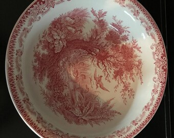 Vintage French Canards Red and White Bowl