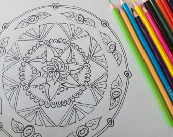 Mandala Color Page Coloring Page Printable Mandala Large JPEG