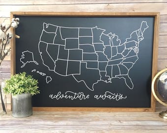 chalkboard map of us